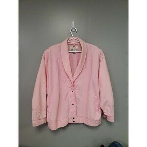 Women's Vintage 80's M.T.X. Jacket Size L Pink/White Silver Snaps Size 42/44 Y2K